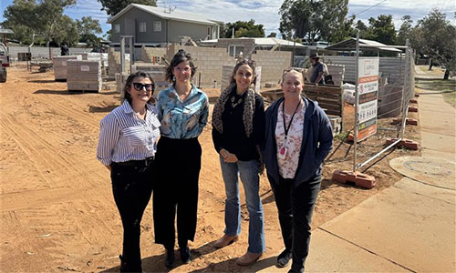 Left to right: Shelly Beattie from CHCA, Melissa Brown from CHCA, Zoe Keeler, Director Community Housing Growth and Reform, Susan Turner, Director Remote Housing and Maintenance, Central Australia.