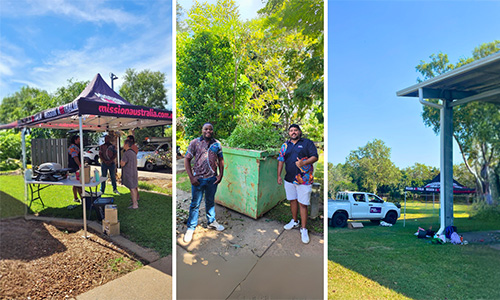 Left to right: Mobile Pop-Up Office in Karama, Midday Maintenance in Moil, and Tenant Voice Meeting and Water Play Day, also in Moil.